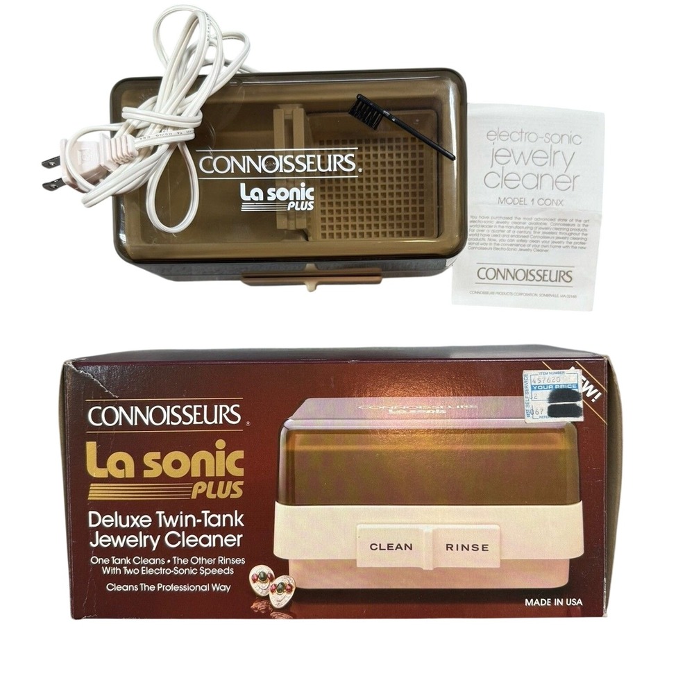 VTG Connoisseurs La Sonic Plus Deluxe Twin Tank Jewelry Cleaner Two Elect Speeds